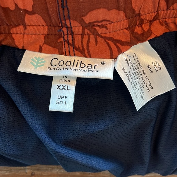 Coolibar Island Swim Trunks in Terracotta Vintage Tropical Stripe in Men’s XXL - Picture 10 of 13